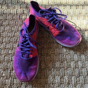 Nike Free RN Flyknit Sneakers 880844-600 in Hyper Orange and Court Purple